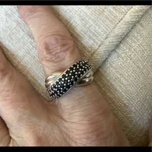 Vintage sterling silver & 42 Sapphire signed ring